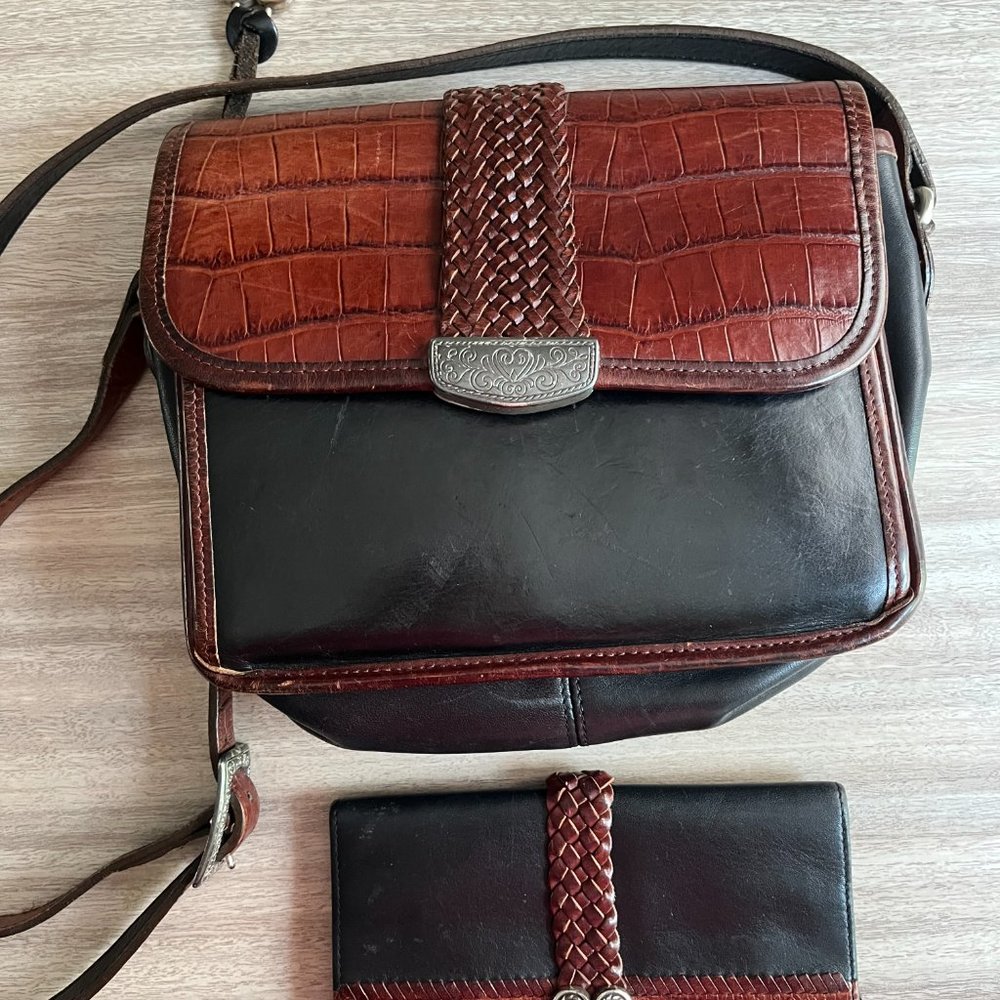 BRIGHTON CROSSBODY WITH WALLET BLACK/BROWN ACCENTS